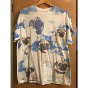 Men’s novelty pugs in the clouds T-shirt